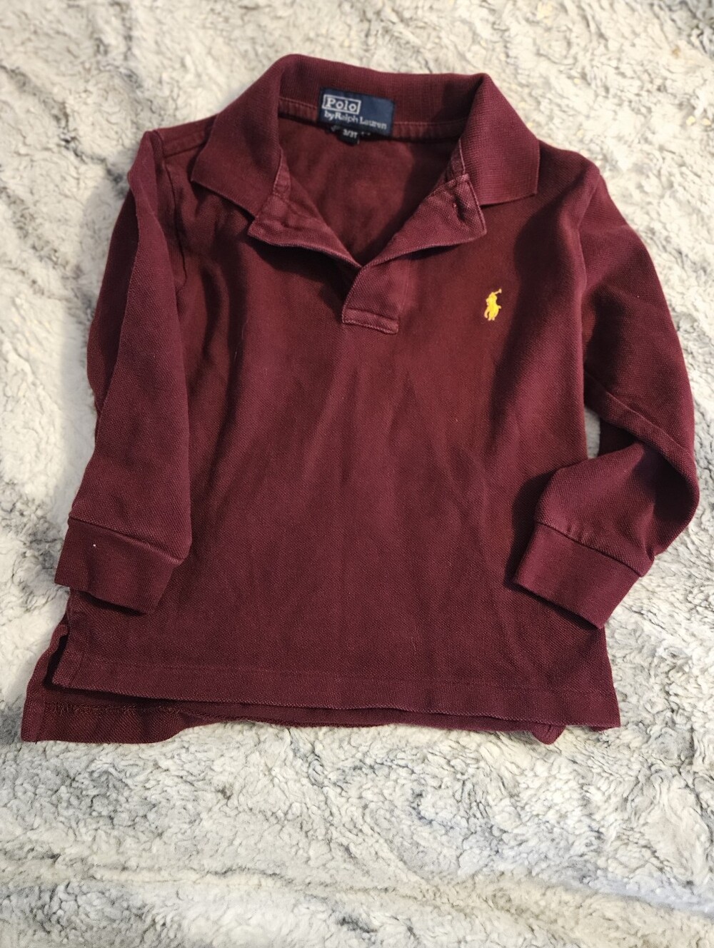 Polo by Ralph Lauren Boys Burgundy Polo with Yellow Pony